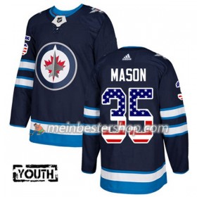 Winnipeg Jets Steve Mason 35 Adidas 2017-2018 Marineblau USA Flag Fashion Trikot Authentic - Kinder